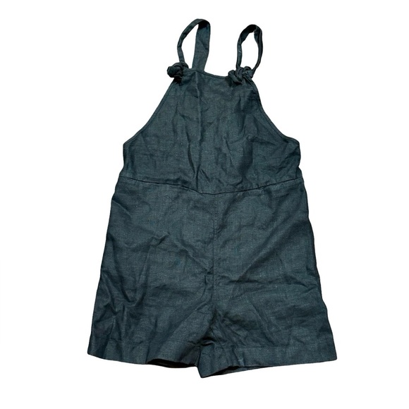 Beaton Linen 100% Linen Shortalls Overall Shorts Romper in Black - Picture 12 of 12